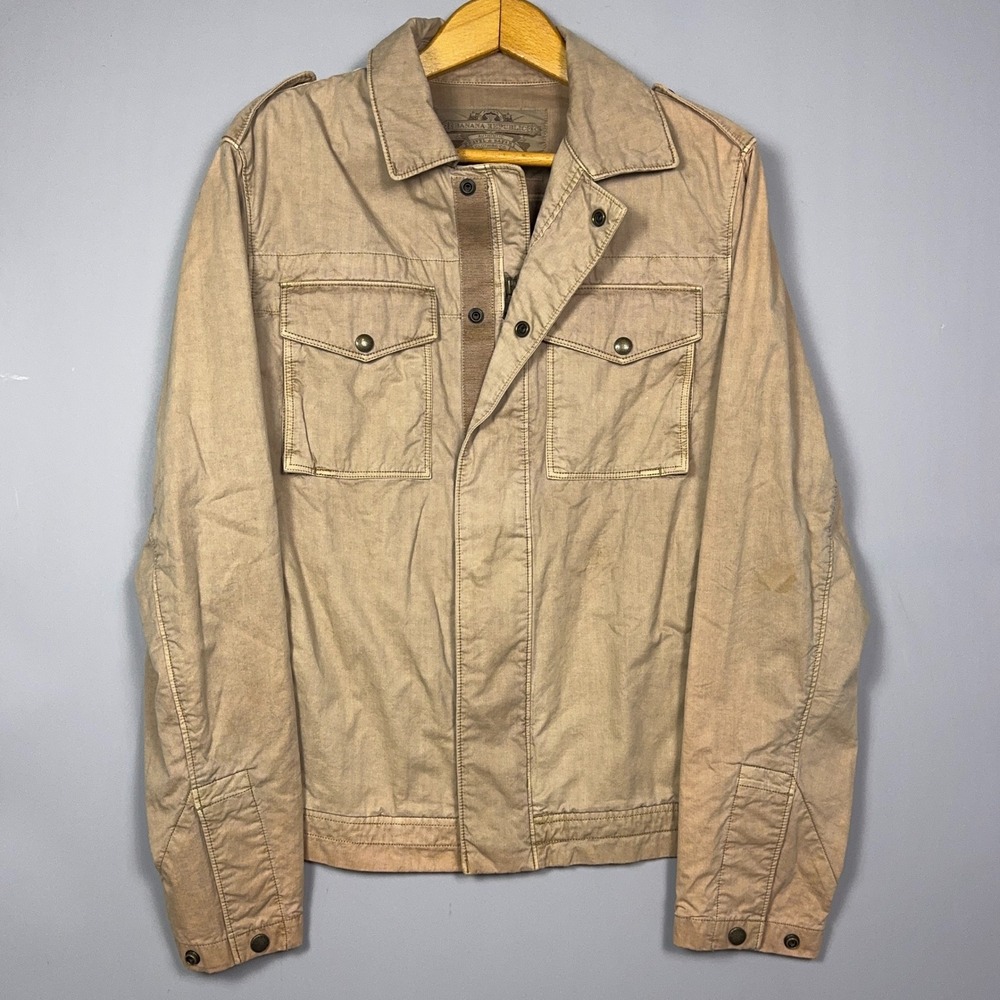 Banana Republic Safari Field Bush Jacket Mens Size Medium Khaki Military Faded